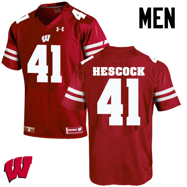 Men Wisconsin Badgers #41 Jake Hescock College Football Jerseys-Red